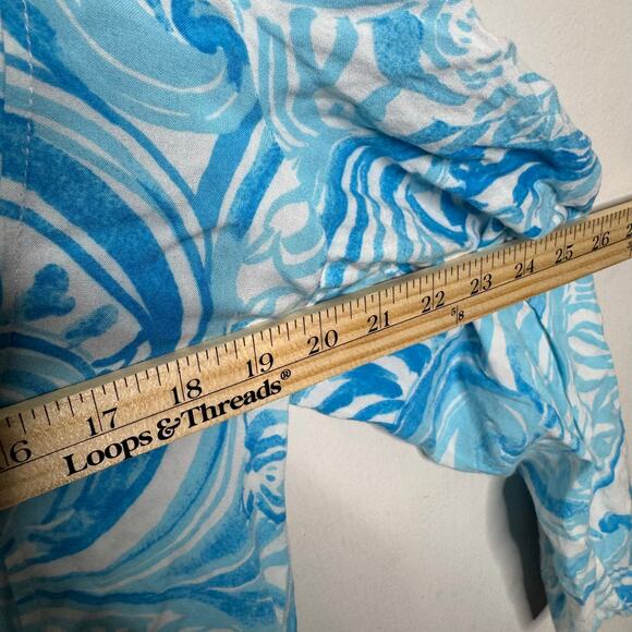 Lilly Pulitzer Sarasota Tunic Dress Blue White Swirl Print Rayon Size L - Picture 3 of 15